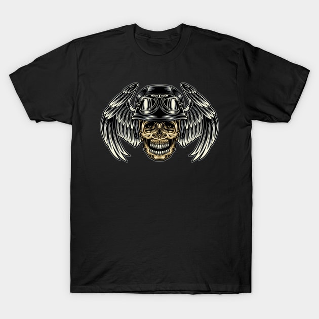 Motorcycle skull T-Shirt by Abrom Rose